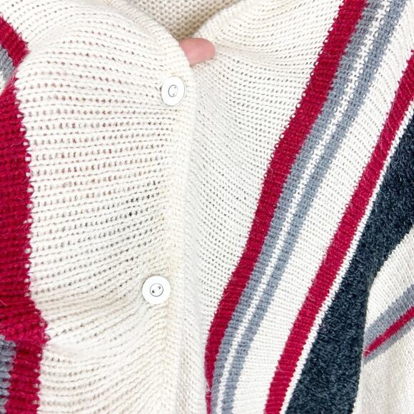 Debut Button Cardigan Poncho Sweater High Low Fringe Unique Fashion - Picture 7 of 7